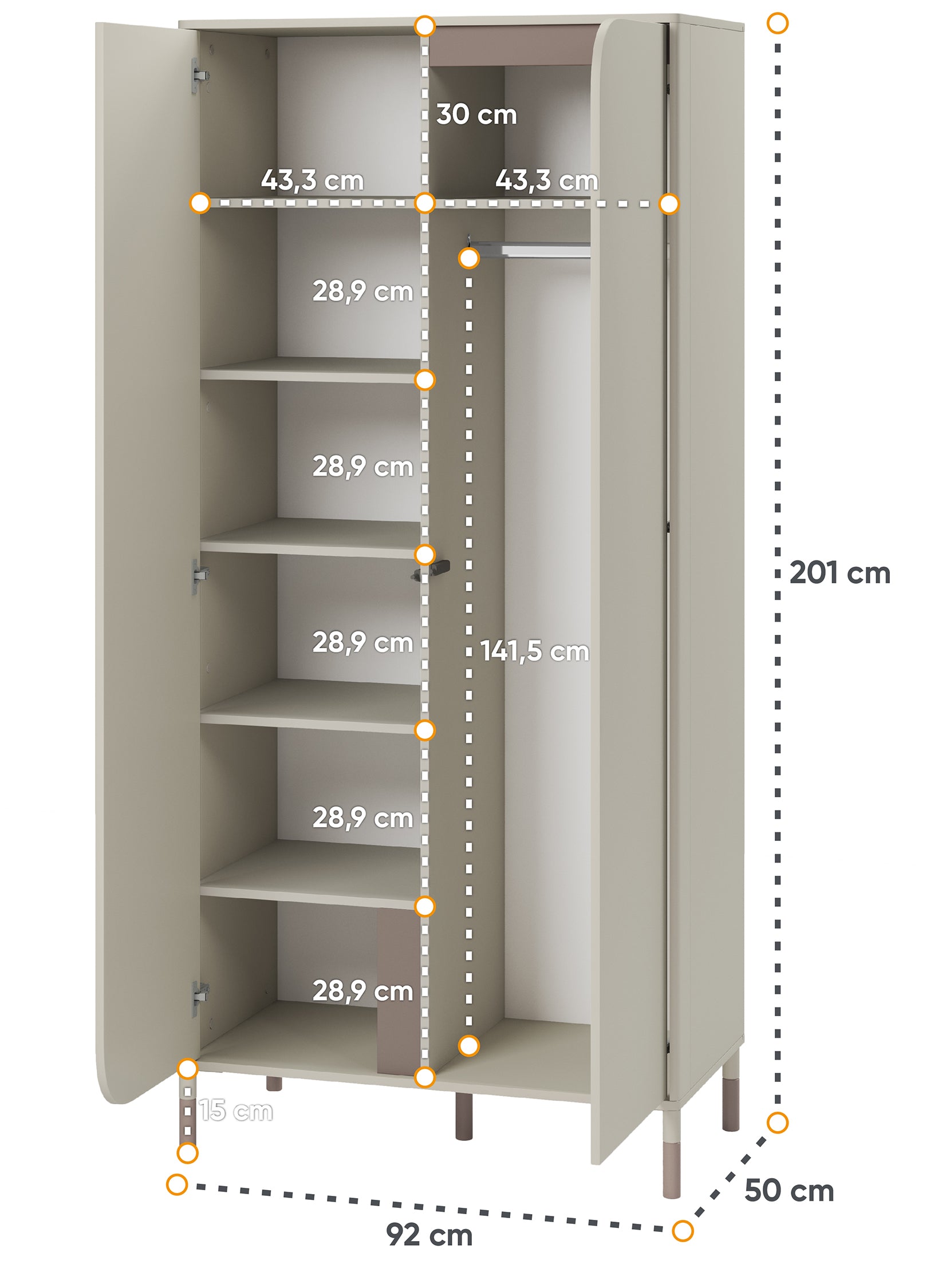 Szafa dwudrzwiowa Harmony 92 cm kaszmir