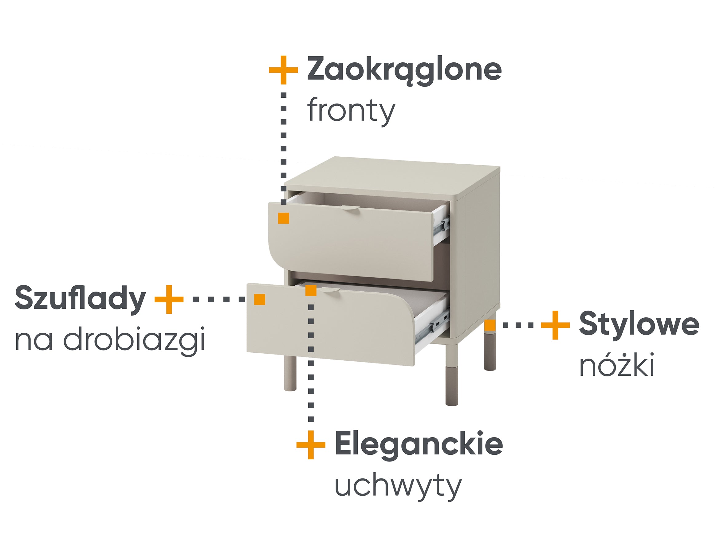 Szafka nocna Harmony z dwiema szufladami kaszmir