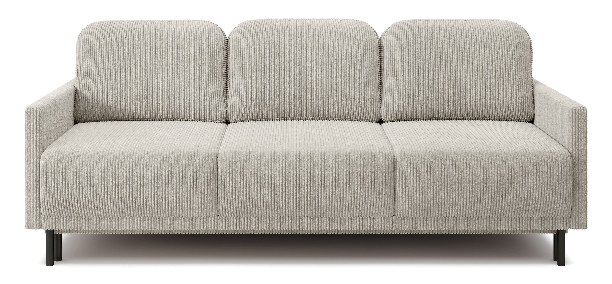 Kanapa rozkładana trzyosobowa Hamiel z pojemnikiem jasnobeżowa sztruks