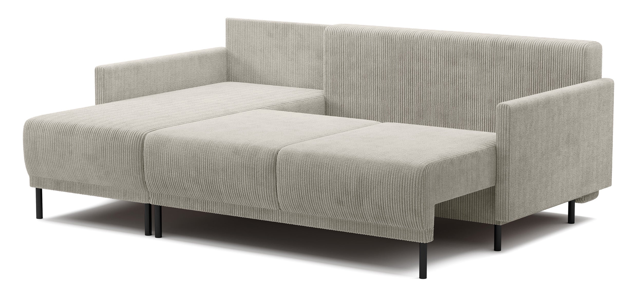 Narożnik rozkładany Hamiel L-kształtny z pojemnikiem uniwersalny jasnobeżowy sztruks