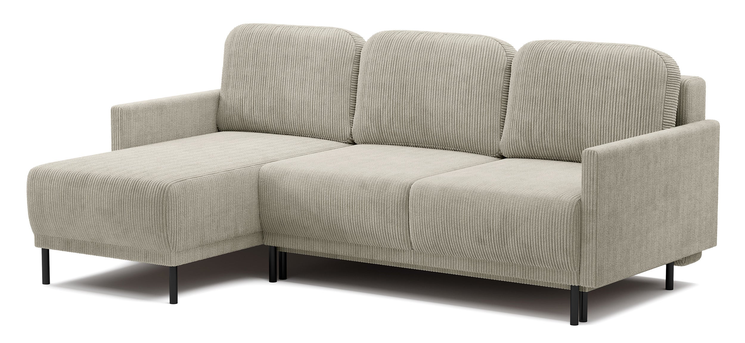 Narożnik rozkładany Hamiel L-kształtny z pojemnikiem uniwersalny jasnobeżowy sztruks