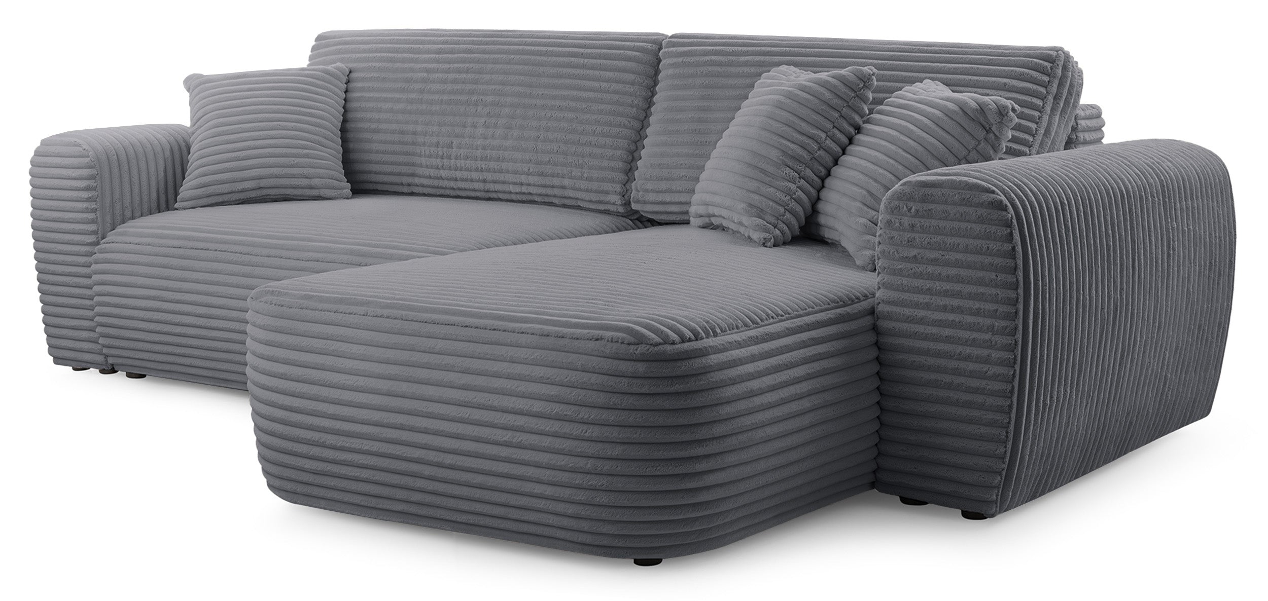 Narożnik z funkcją spania Happiello L-kształtny uniwersalny z pojemnikiem ciemnoszary sztruks