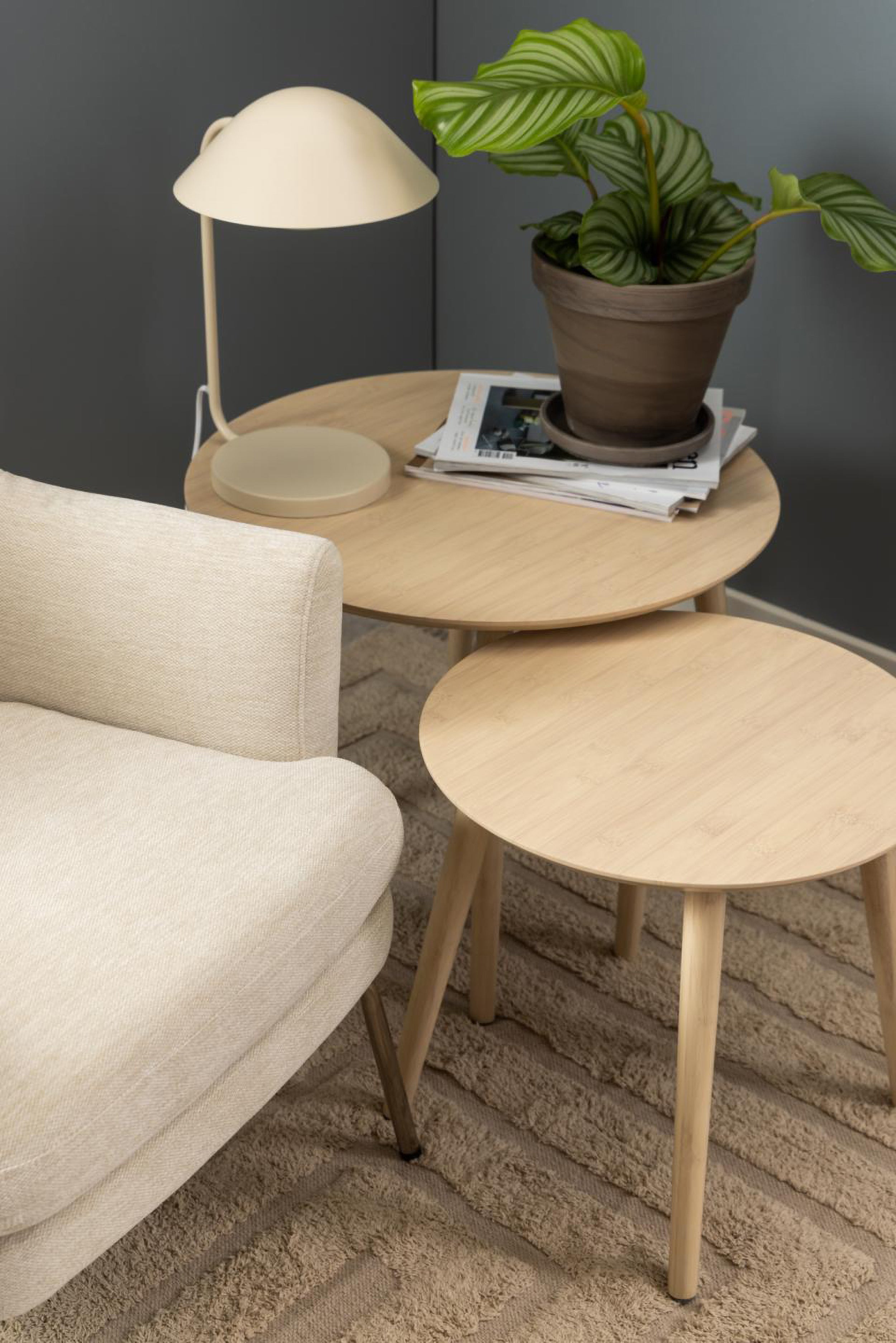 Zestaw dwóch stolików kawowych Hoppler lakierowany bambus 60 i 45 cm
