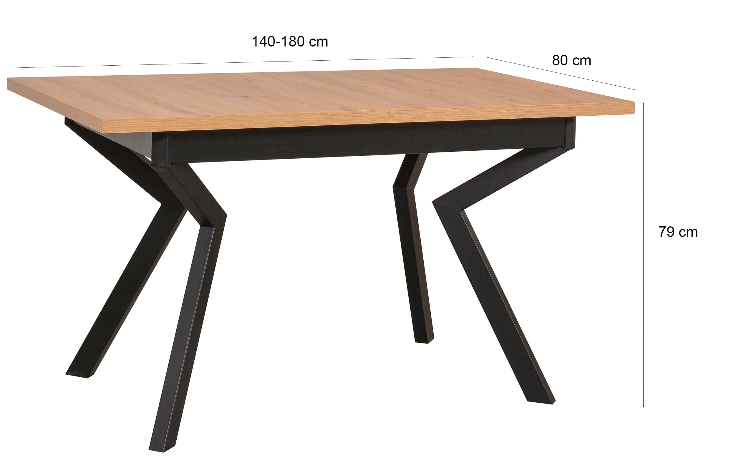 Stół rozkładany do jadalni Ennite 140-180x80 cm czarny/dąb artisan