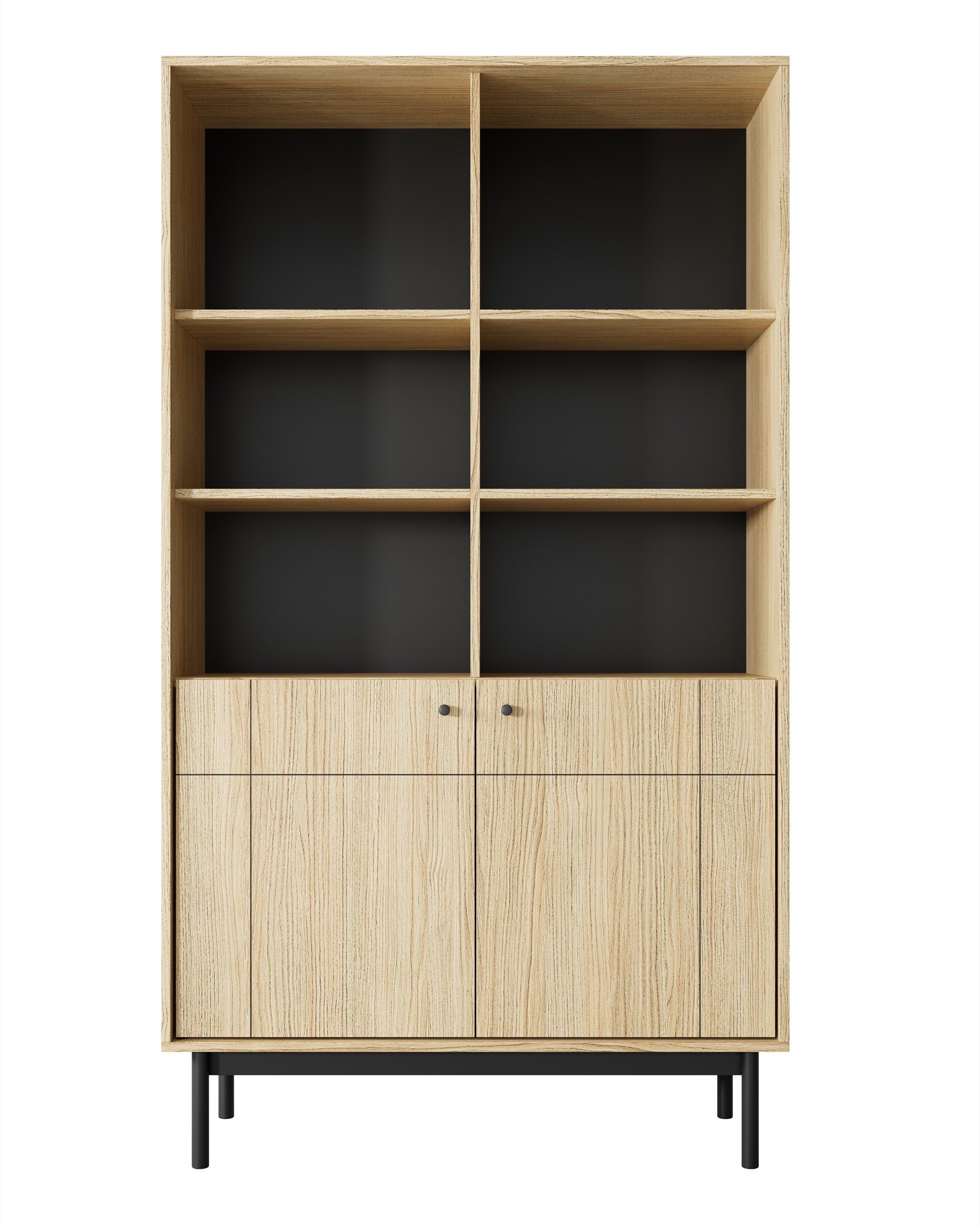 Regał dwudrzwiowy Japandies z półkami 104 cm Dąb linea