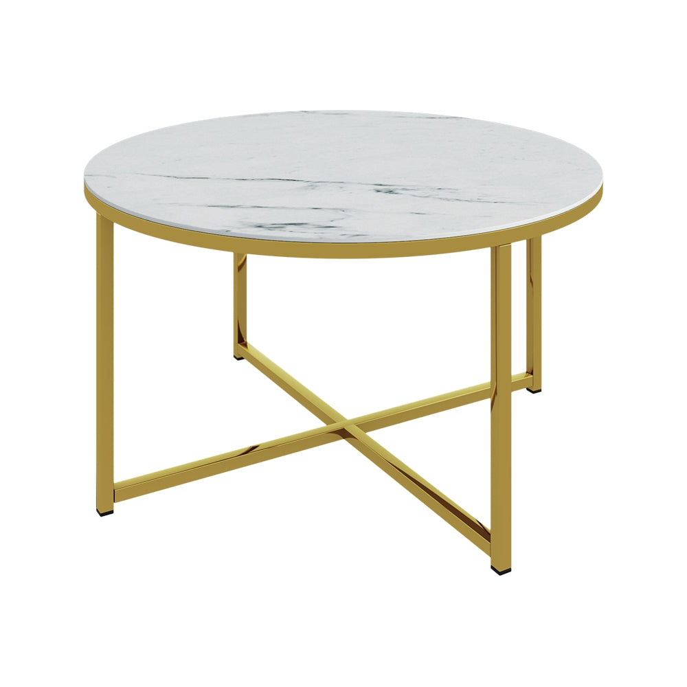 Stolik kawowy Alisma o średnicy 80 cm - złota podstawa