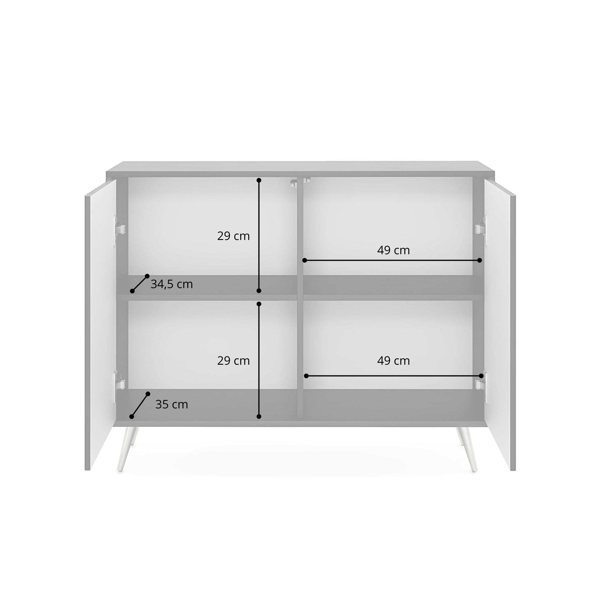 Komoda Bello z lamelowymi frontami 104 cm czarna ze złotymi nogami