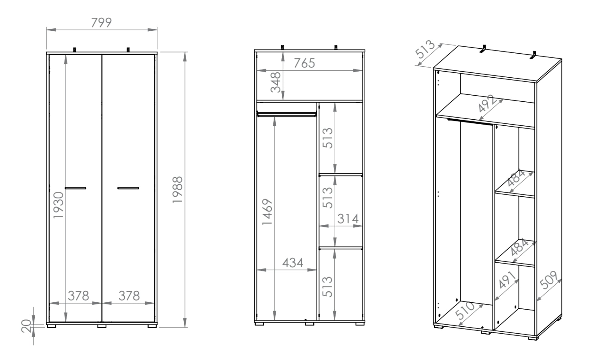 Szafa dwudrzwiowa Mafro 80 cm Sonoma jasna