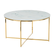 Stolik kawowy Alisma o średnicy 80 cm - złota podstawa