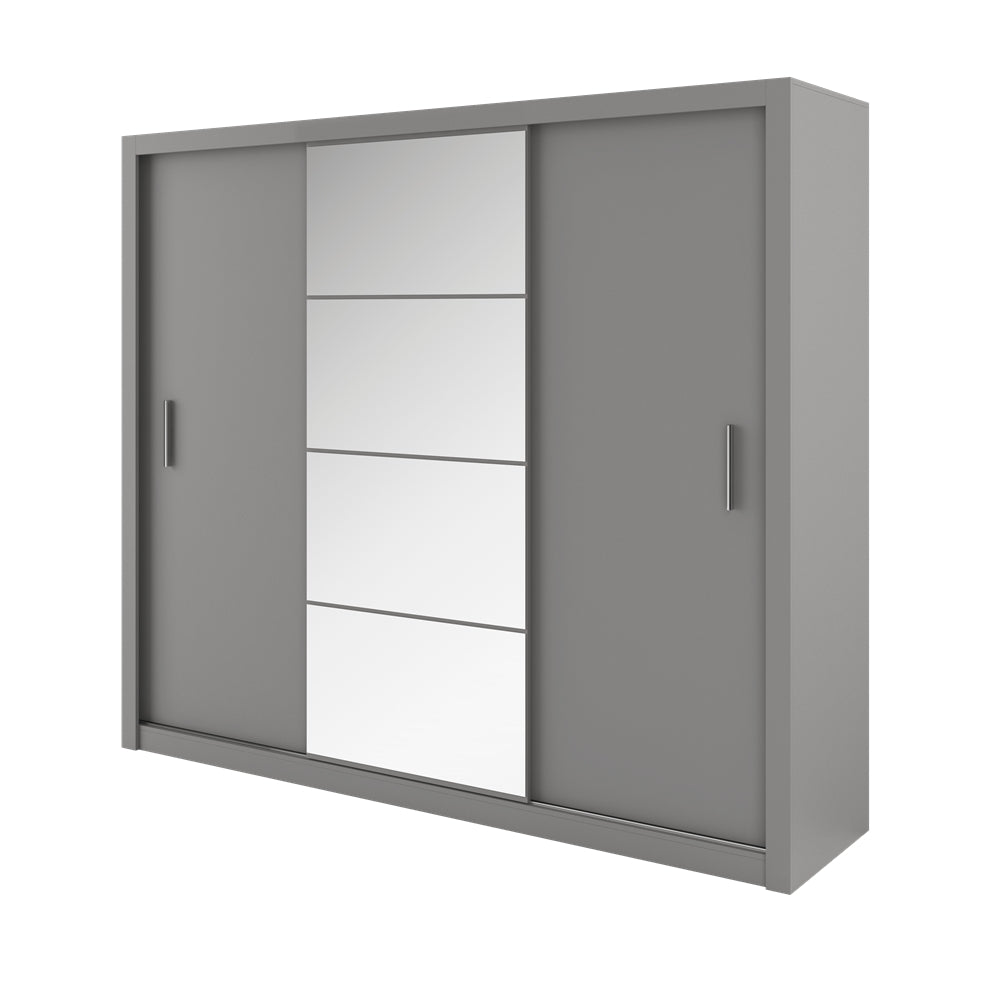 Szafa Idea 250 cm z lustrem i oświetleniem szara