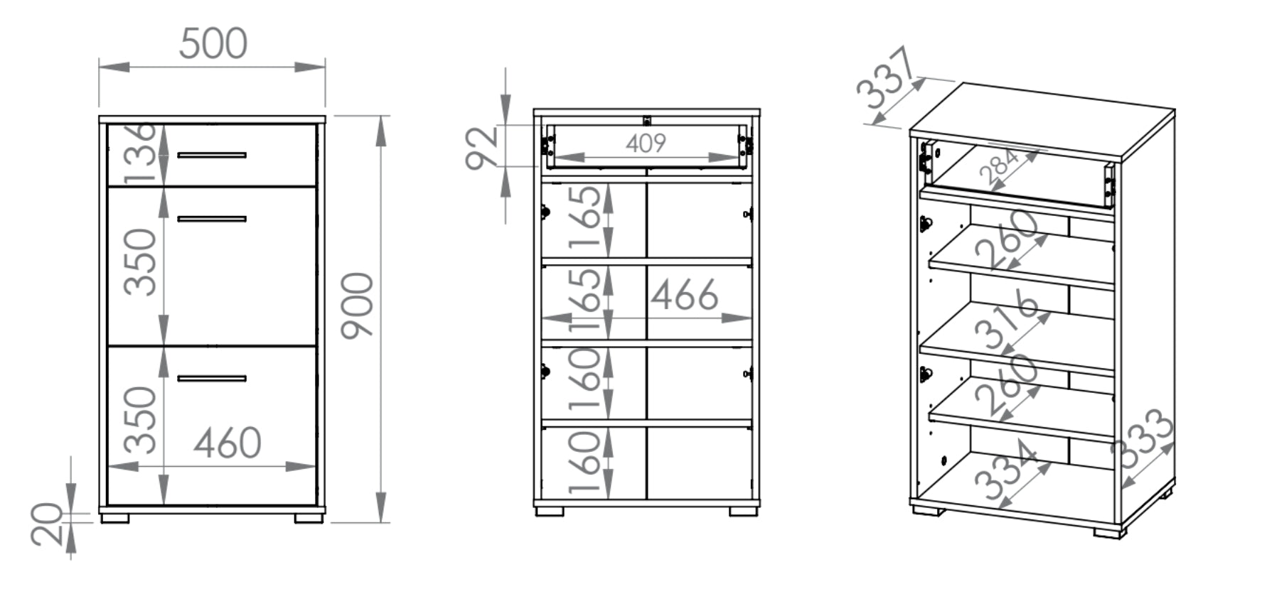 Szafka na buty Mafro z szufladą i dwoma schowkami 50 cm Sonoma jasna