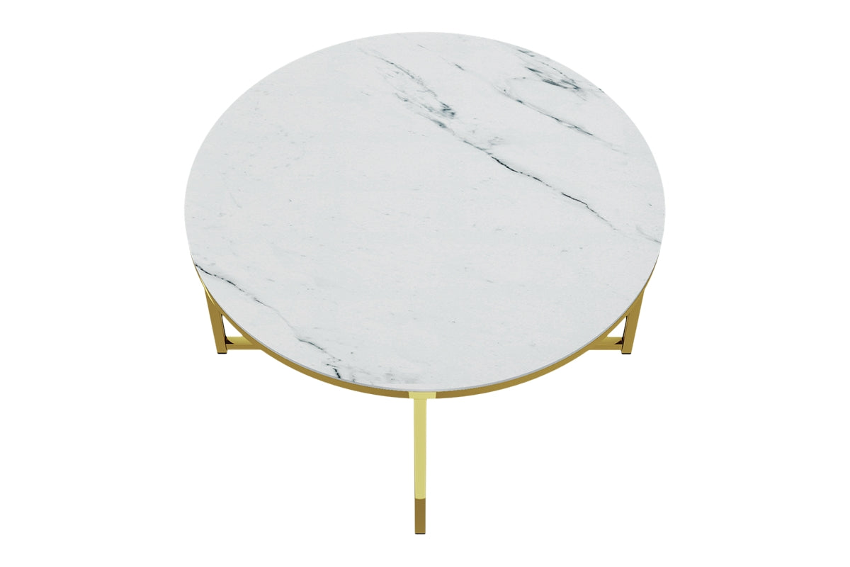 Stolik kawowy Alisma o średnicy 80 cm - złota podstawa