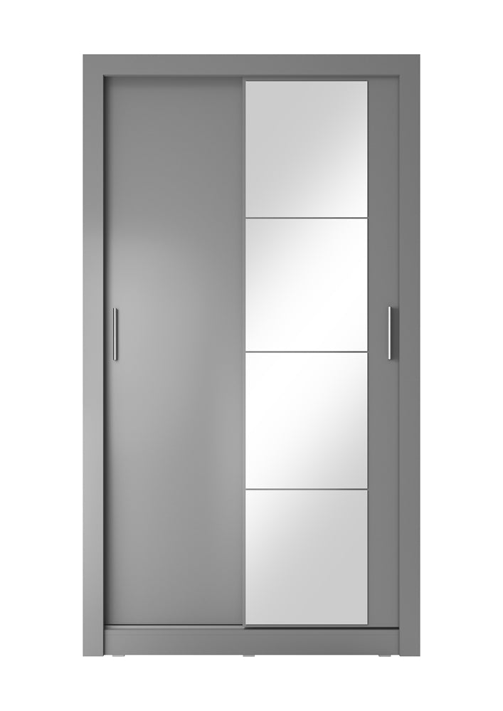 Szafa Arti 120 cm z jednym lustrem i oświetleniem szara