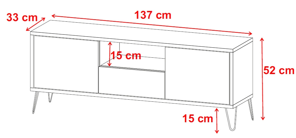 Szafka RTV Ploystea 137 cm Czarny / dąb wotan z oświetleniem