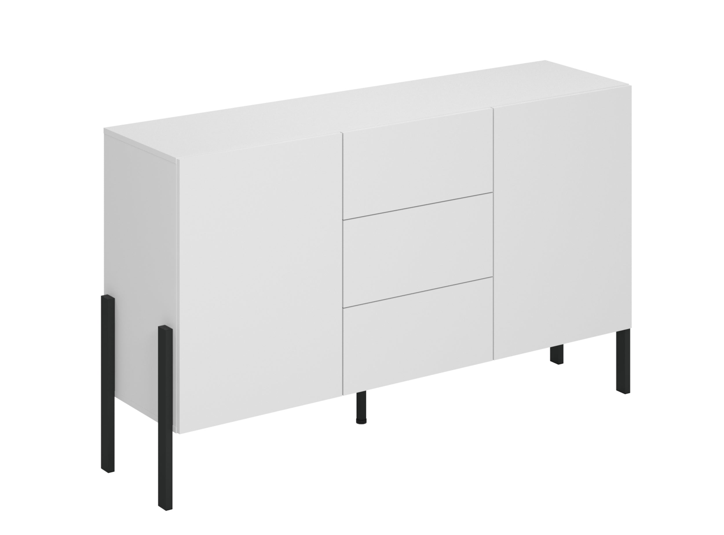 Komoda dwudrzwiowa Jukon z trzema szufladami 154 cm Biały
