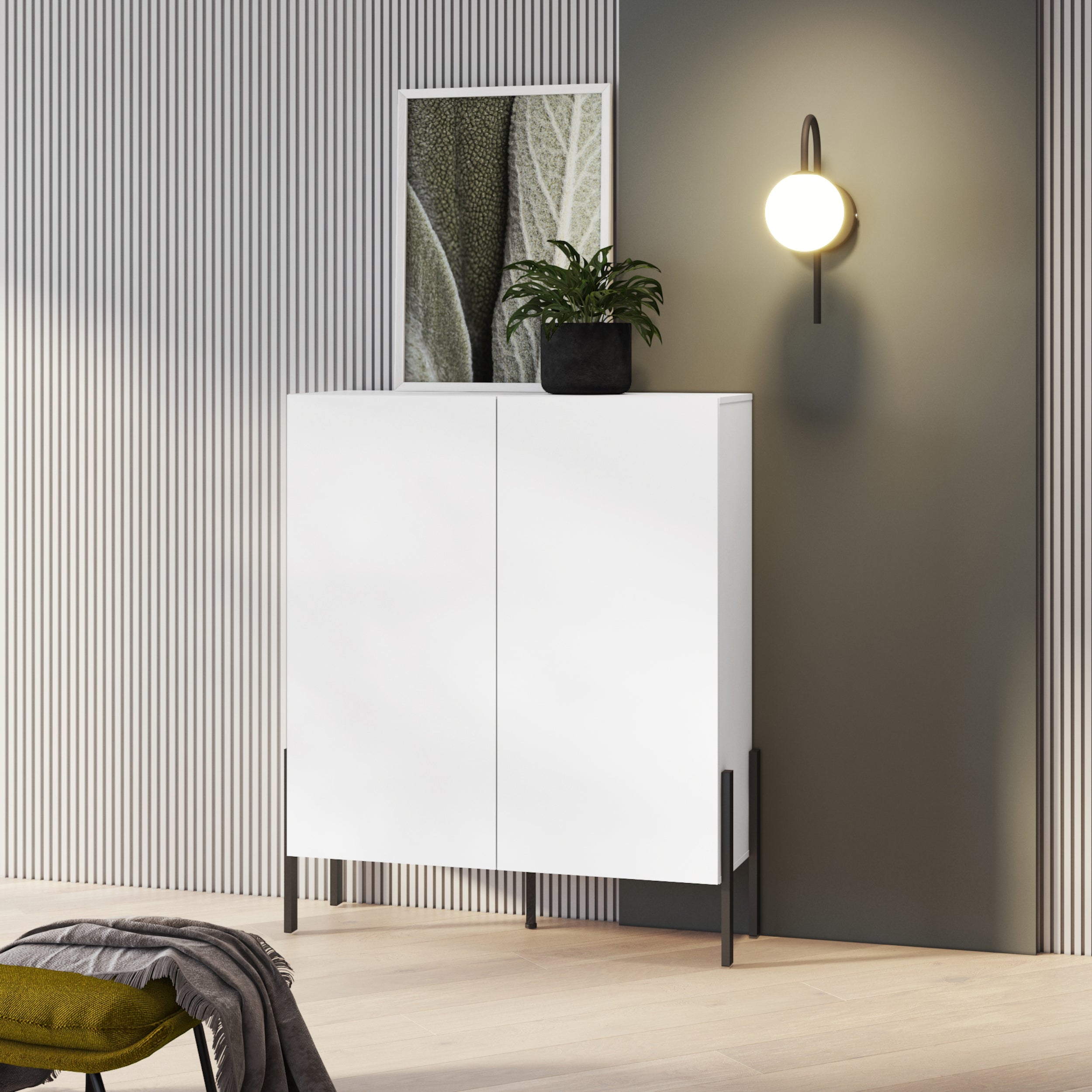 Komoda wysoka Jukon dwudrzwiowa 114 cm Biały