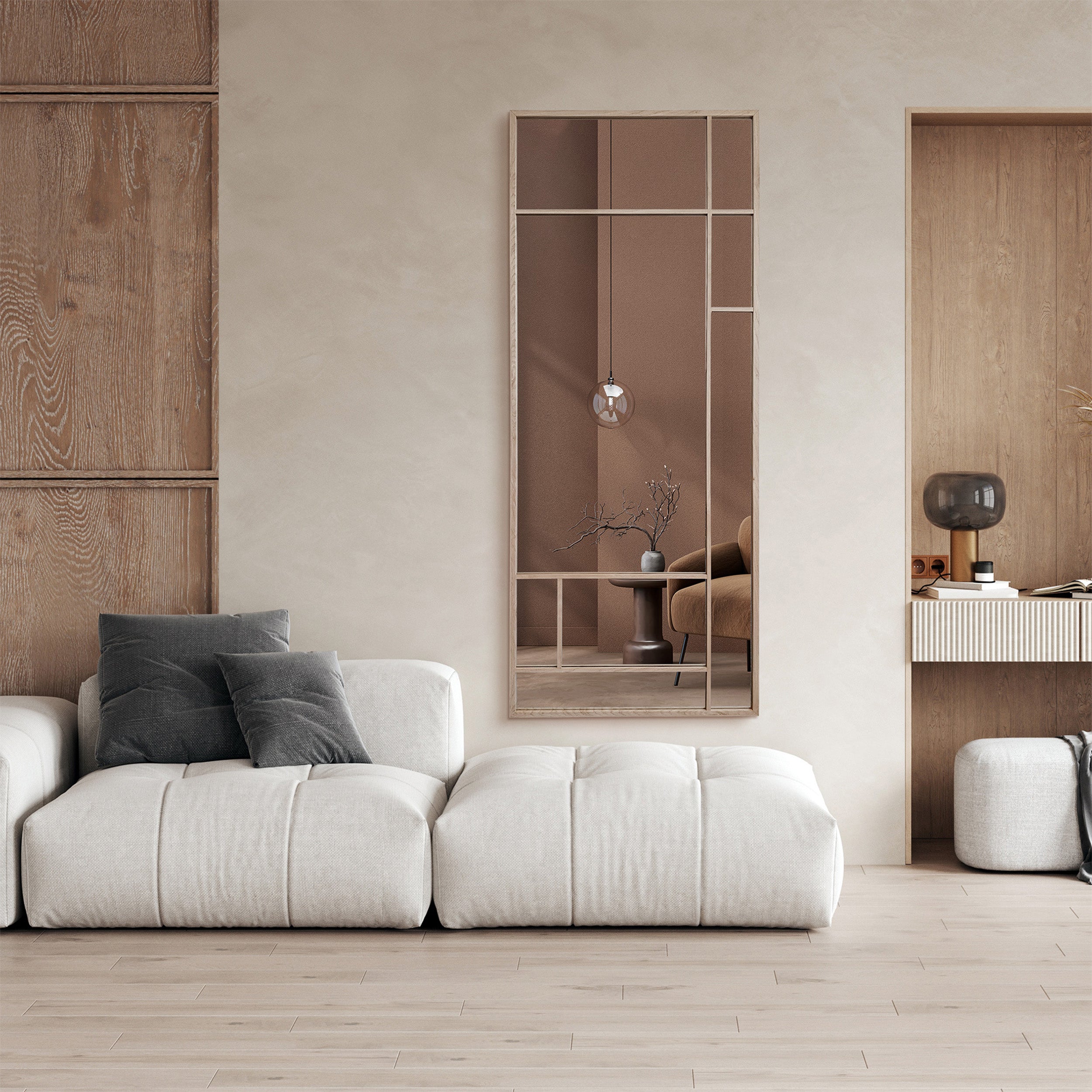 Lustro wiszące w ramie Jackson 150x60 cm dębowe