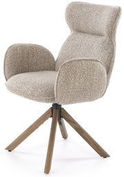 Krzesło tapicerowane Flowene z funkcją obracania ciemnobeżowe/ orzech