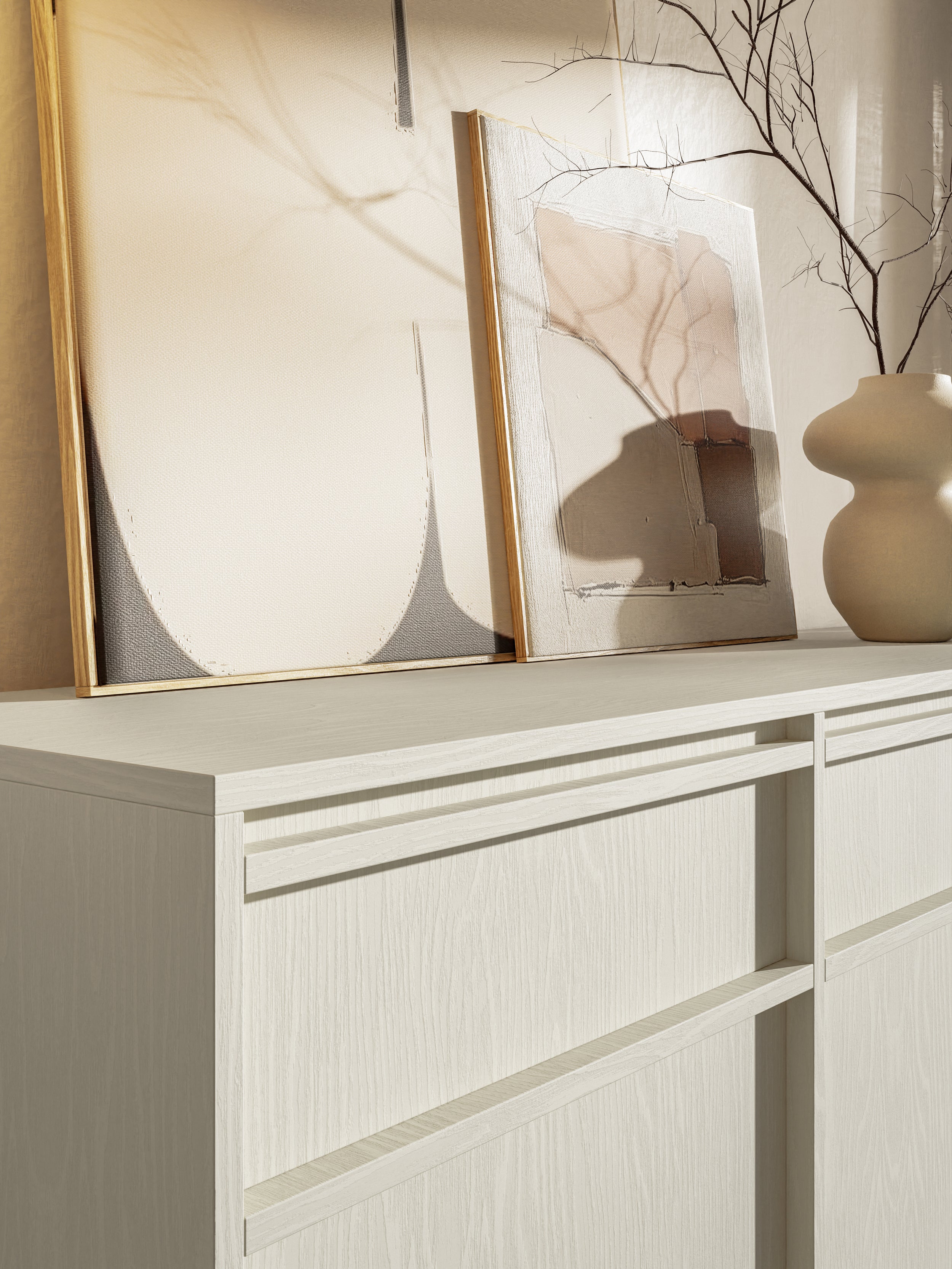 Komoda trzydrzwiowa Evo z szufladami wisząca 154 cm Beż piaskowy