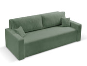 Kanapa rozkładana trzyosobowa Peroso szałwiowa z pojemnikiem sztruks