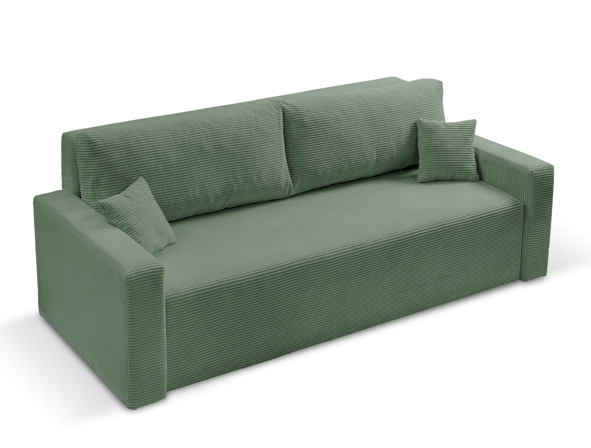 Kanapa rozkładana trzyosobowa Peroso szałwiowa z pojemnikiem sztruks