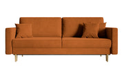 Kanapa rozkładana Valico miedziana velvet hydrofobowy - głębokość 97 cm