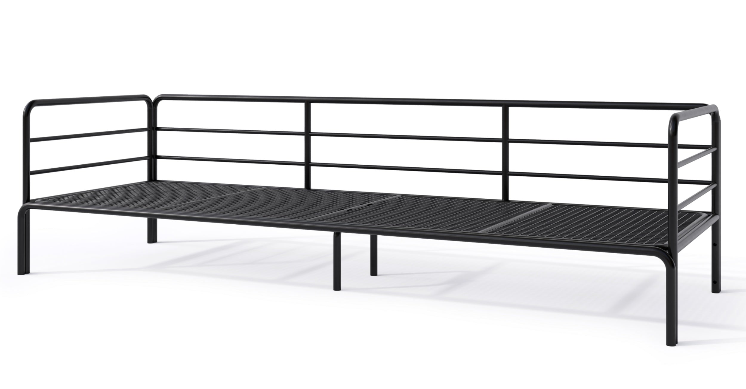 Sofa ogrodowa trzyosobowa Worcully w tkaninie hydrofobowej beżowa/ czarny stelaż
