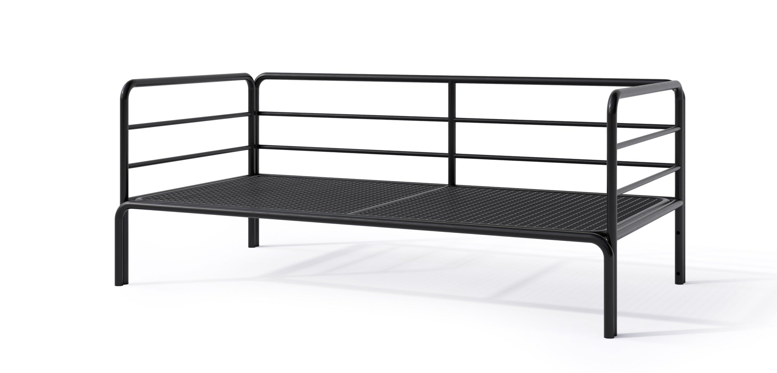 Sofa ogrodowa dwuosobowa Worcully w tkaninie hydrofobowej beżowa/ czarny stelaż