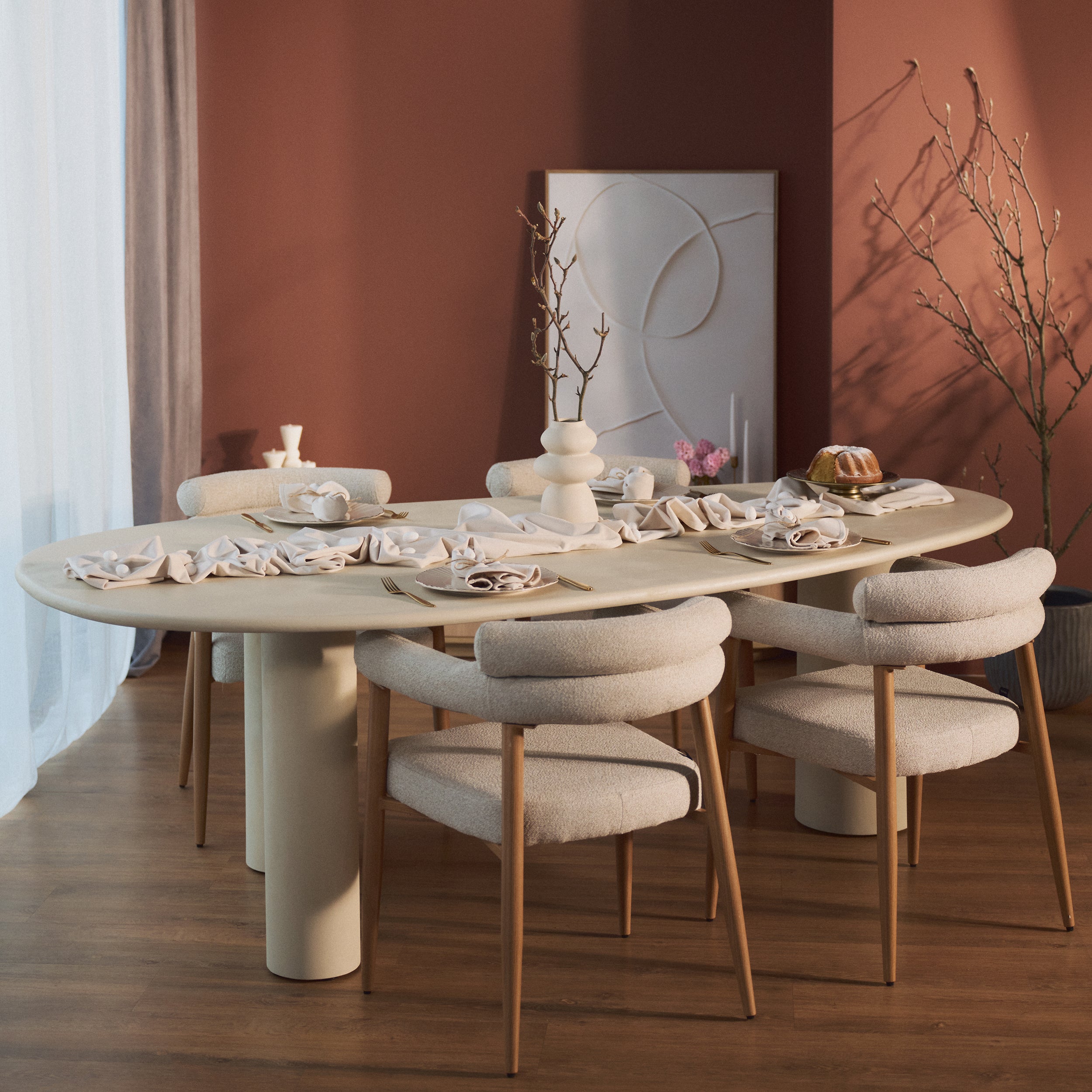 Stół do jadalni Innations 230x120 cm szaro-beżowy z efektem mikrocementu