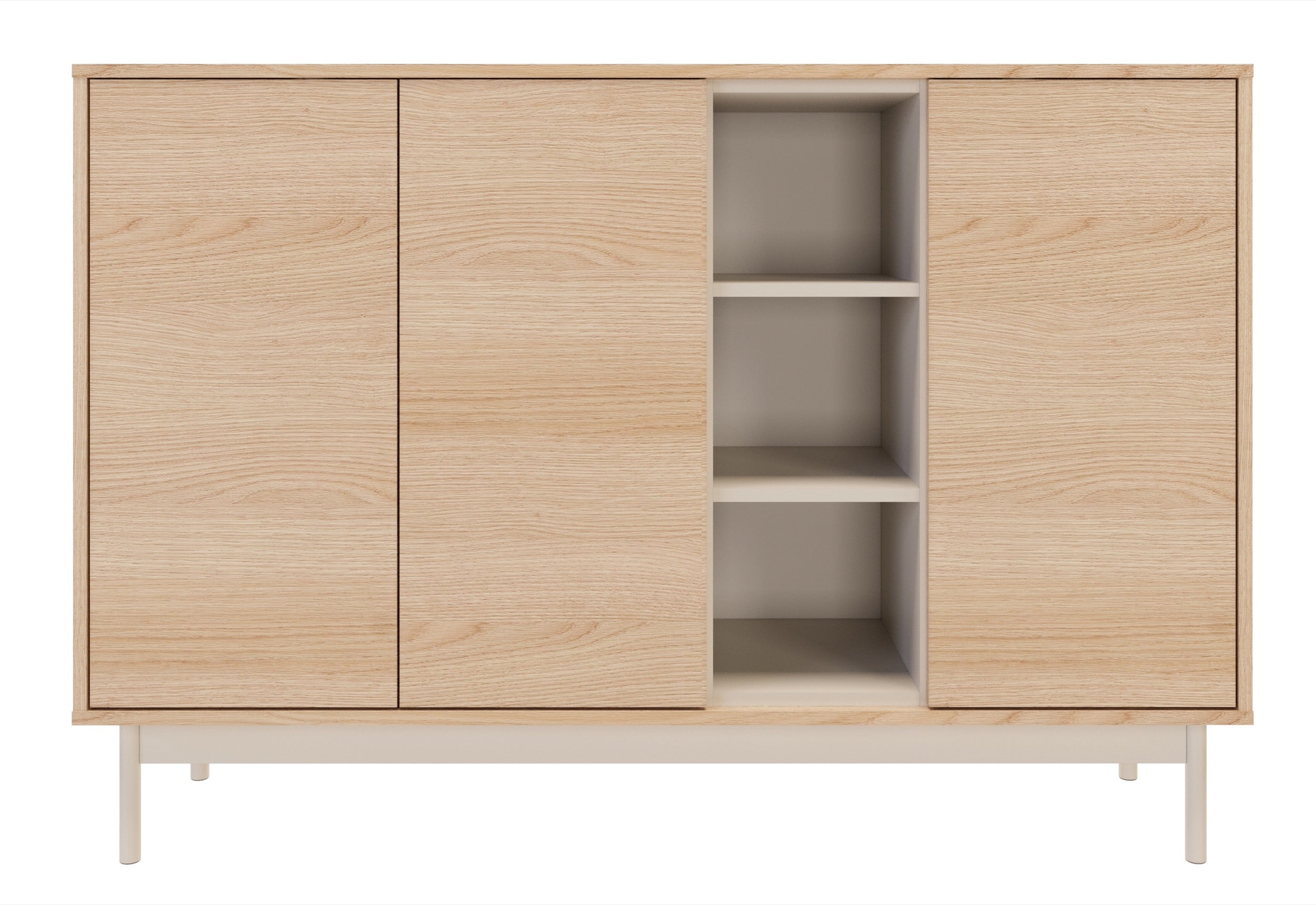 Komoda trzydrzwiowa Layen z trzema wnękami 138 cm dąb lindberg/kaszmir