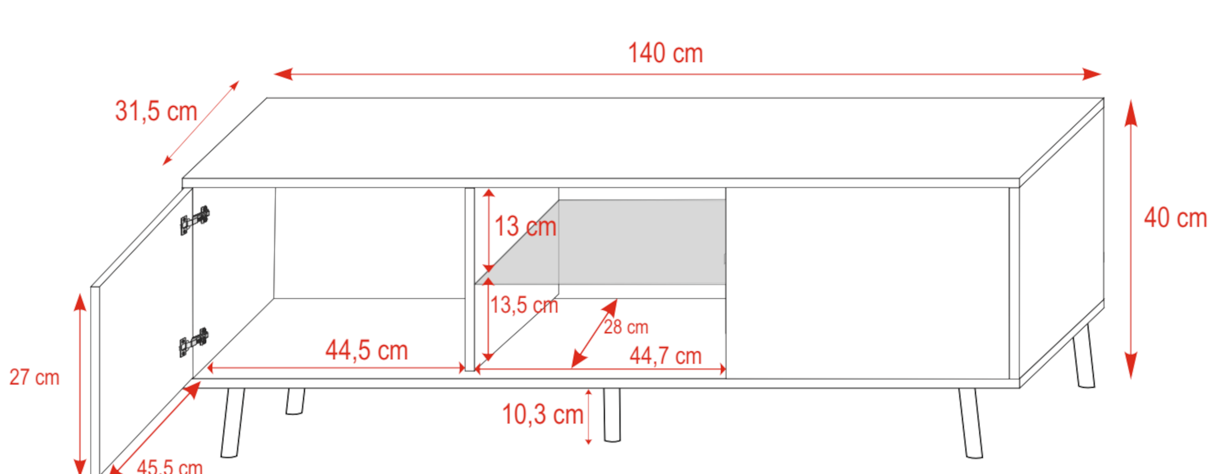 Szafka RTV Lefyr 140 cm Szary beż