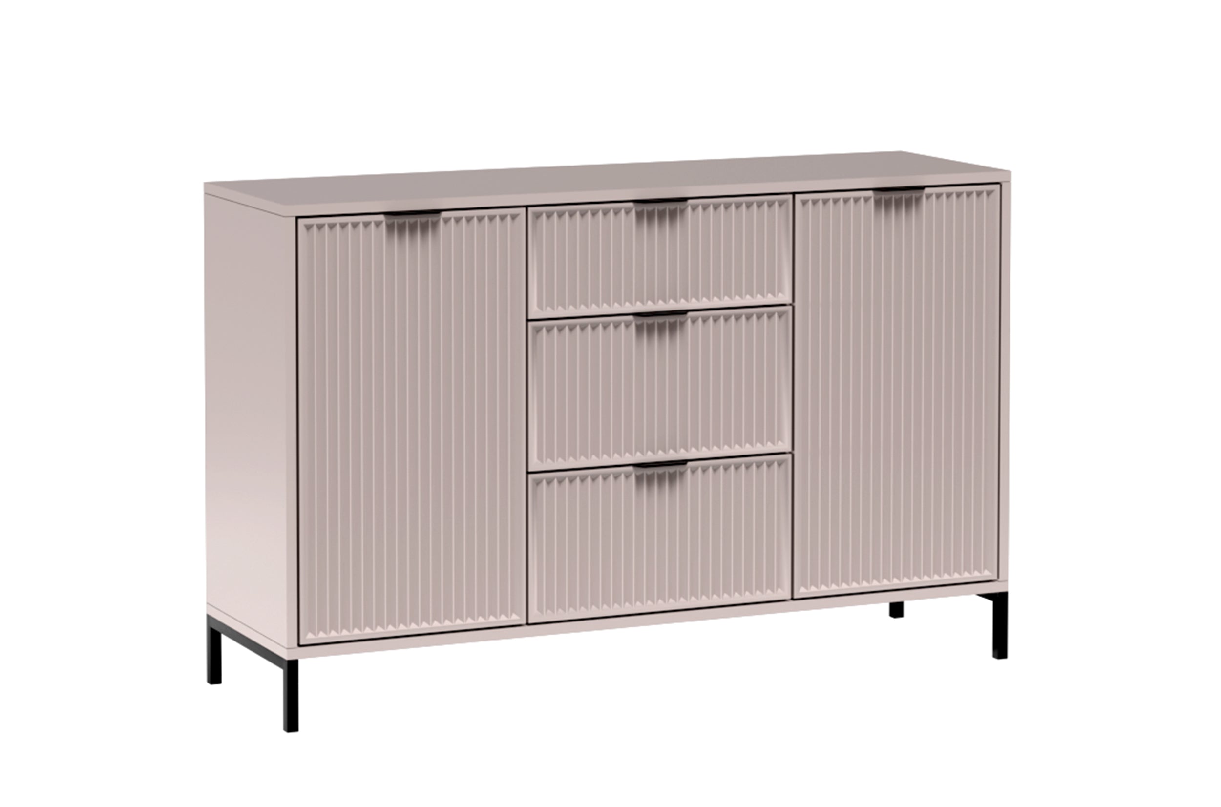 Komoda dwudrzwiowa Passimo 135cm z trzema szufladami szarobeżowa