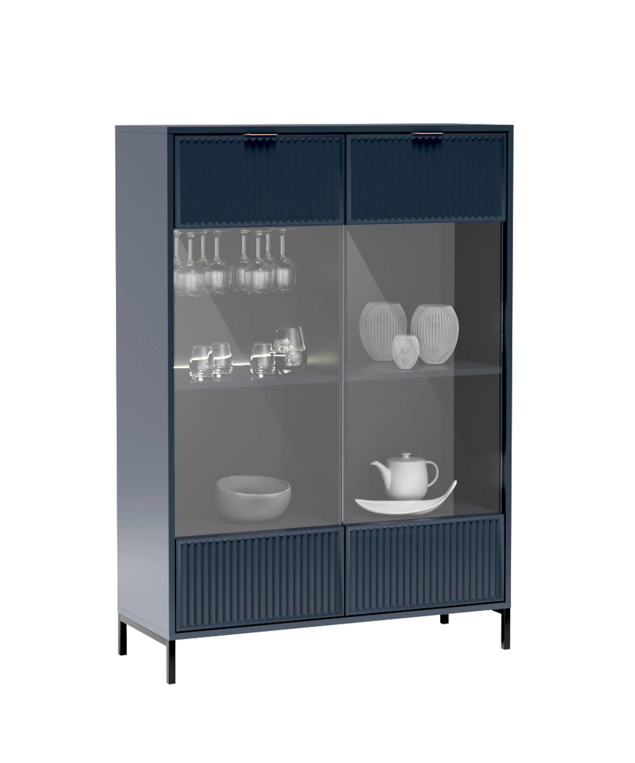 Witryna dwudrzwiowa Passimo z oświetleniem LED 104 cm ciemny granat