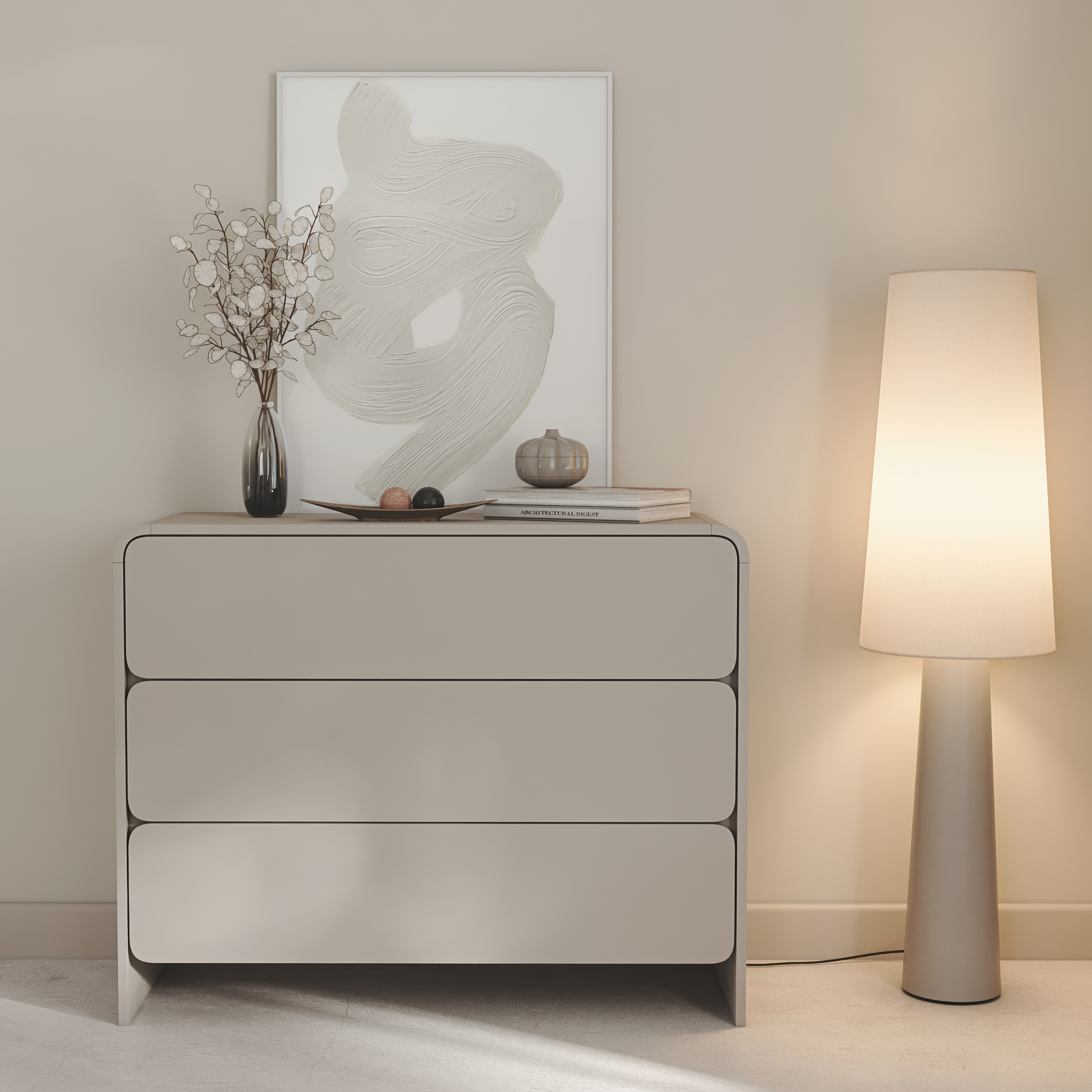 Komoda Lummo z trzema szufladami 100 cm kaszmir