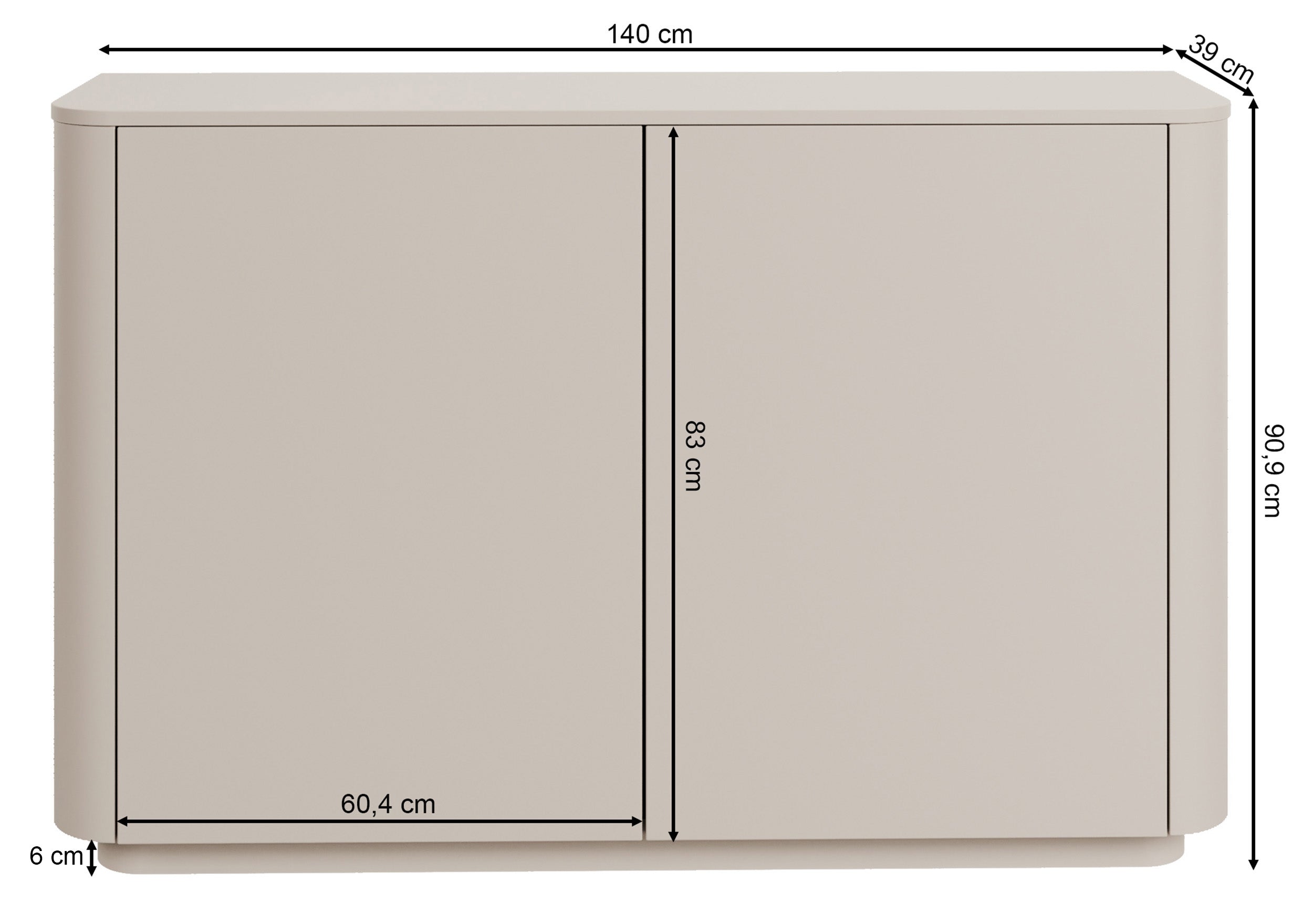 Komoda dwudrzwiowa Luvio 140 cm kaszmir