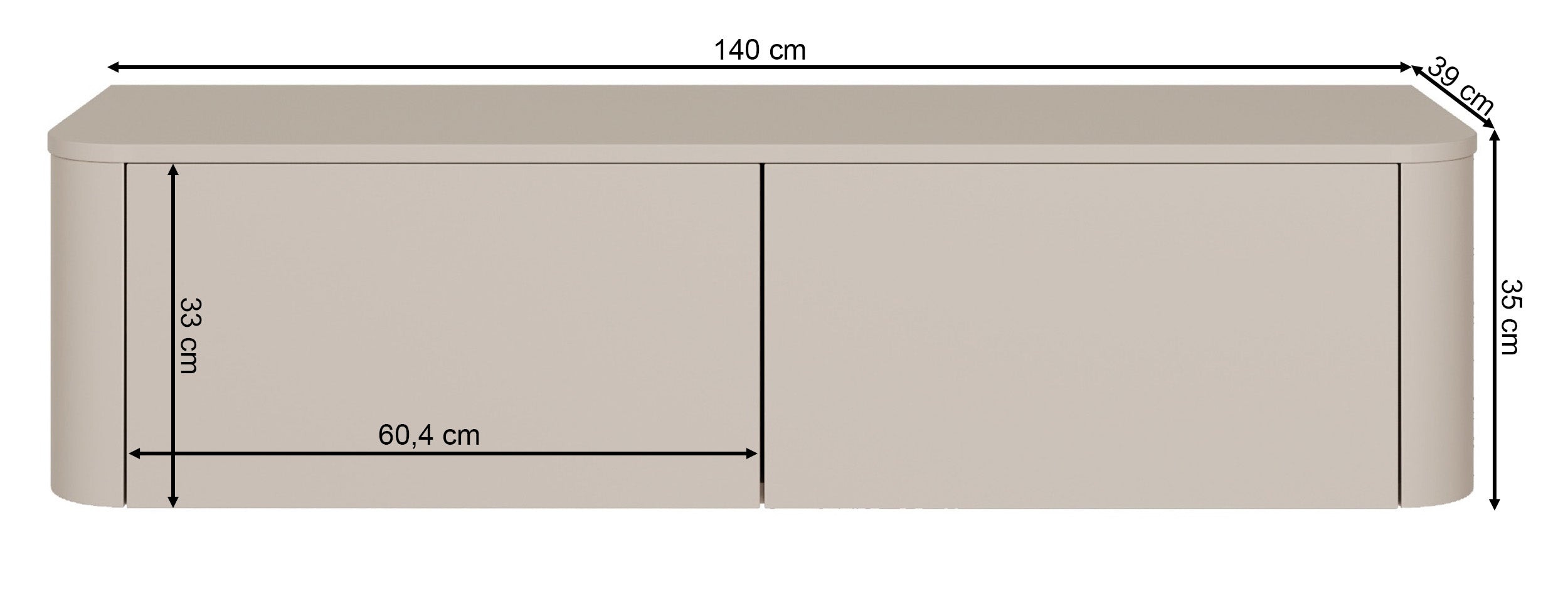 Szafka RTV Luvio wisząco-stojąca 140 cm kaszmir