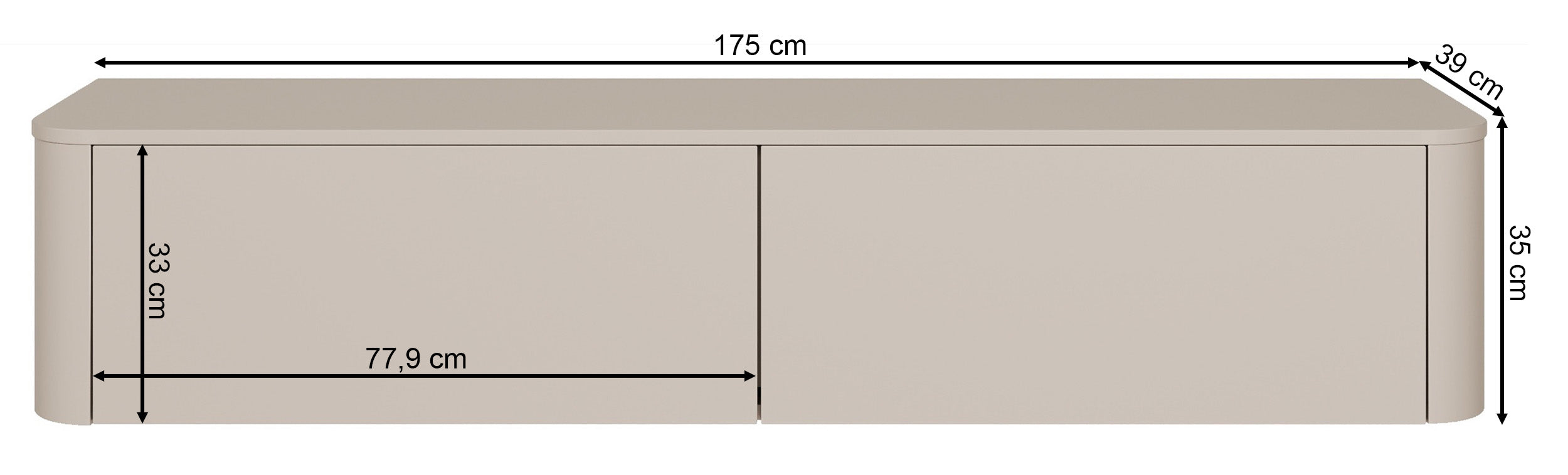 Szafka RTV Luvio wisząco-stojąca 175 cm kaszmir
