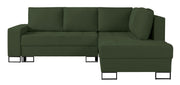 Narożnik z funkcją spania Larelle L-kształtny prawostronny z pojemnikiem zielony szenil