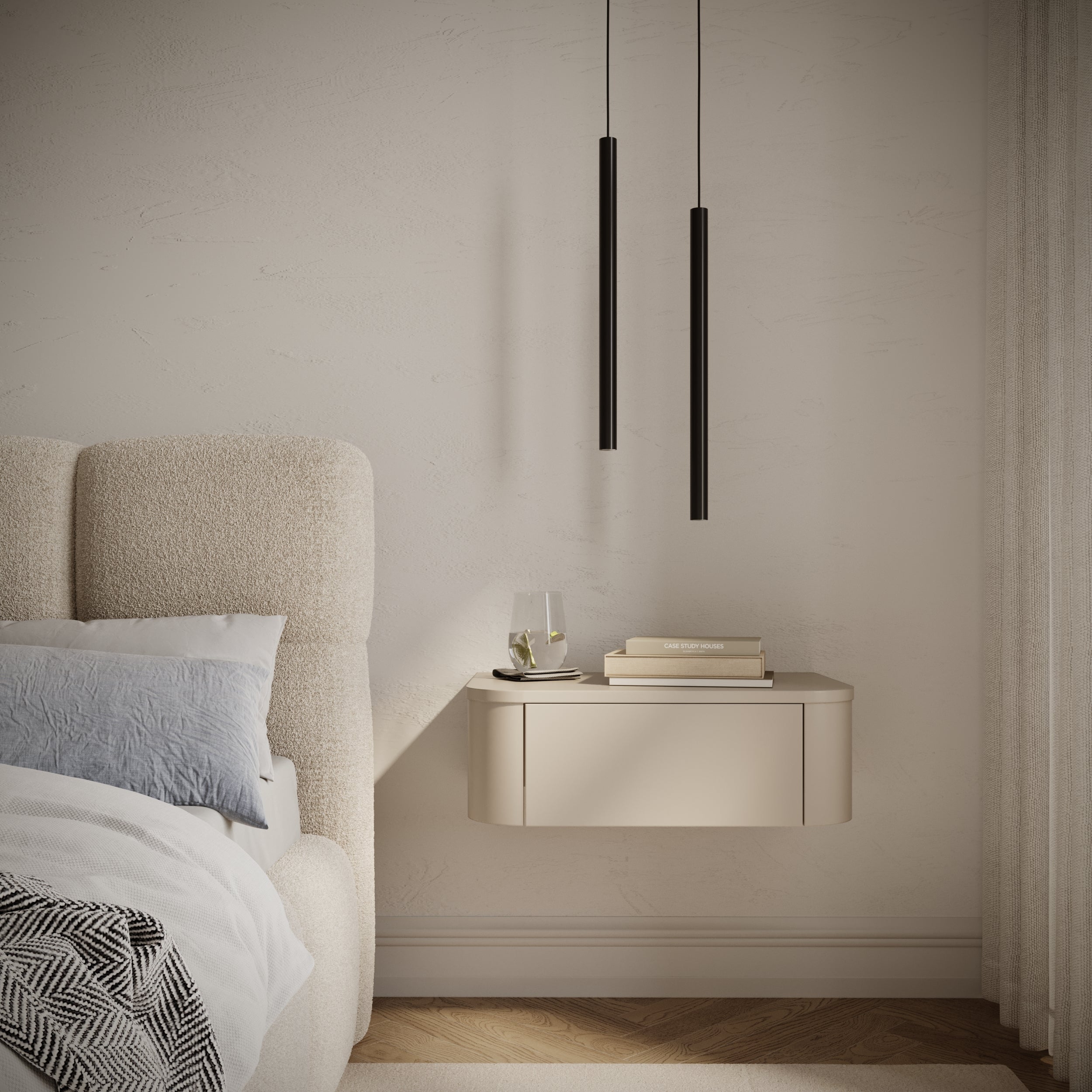 Zestaw dwóch wiszących szafek nocnych Luvio z szufladami 59 cm kaszmir