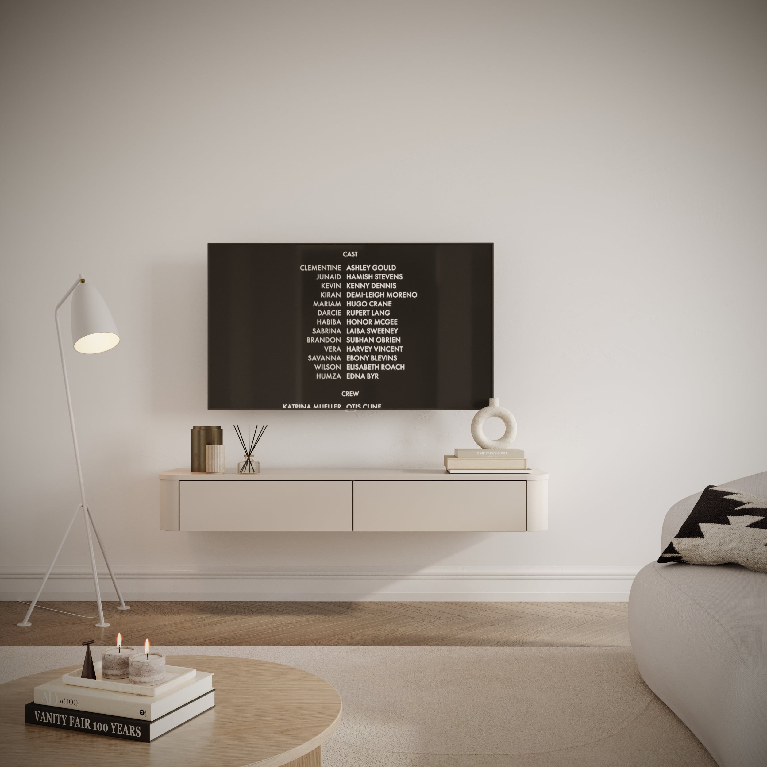 Szafka RTV Luvio Slim wisząca 140 cm kaszmir