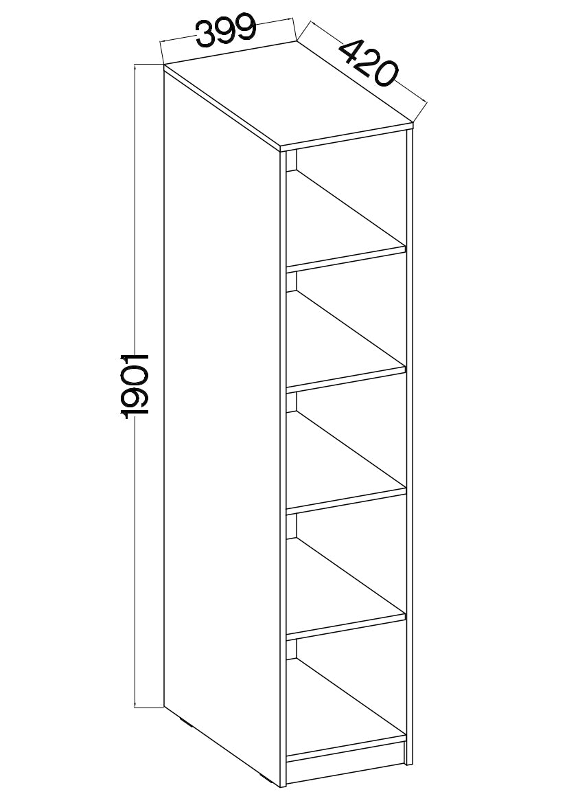 Regał wąski Stundly z pięcioma wnękami 40 cm Szary