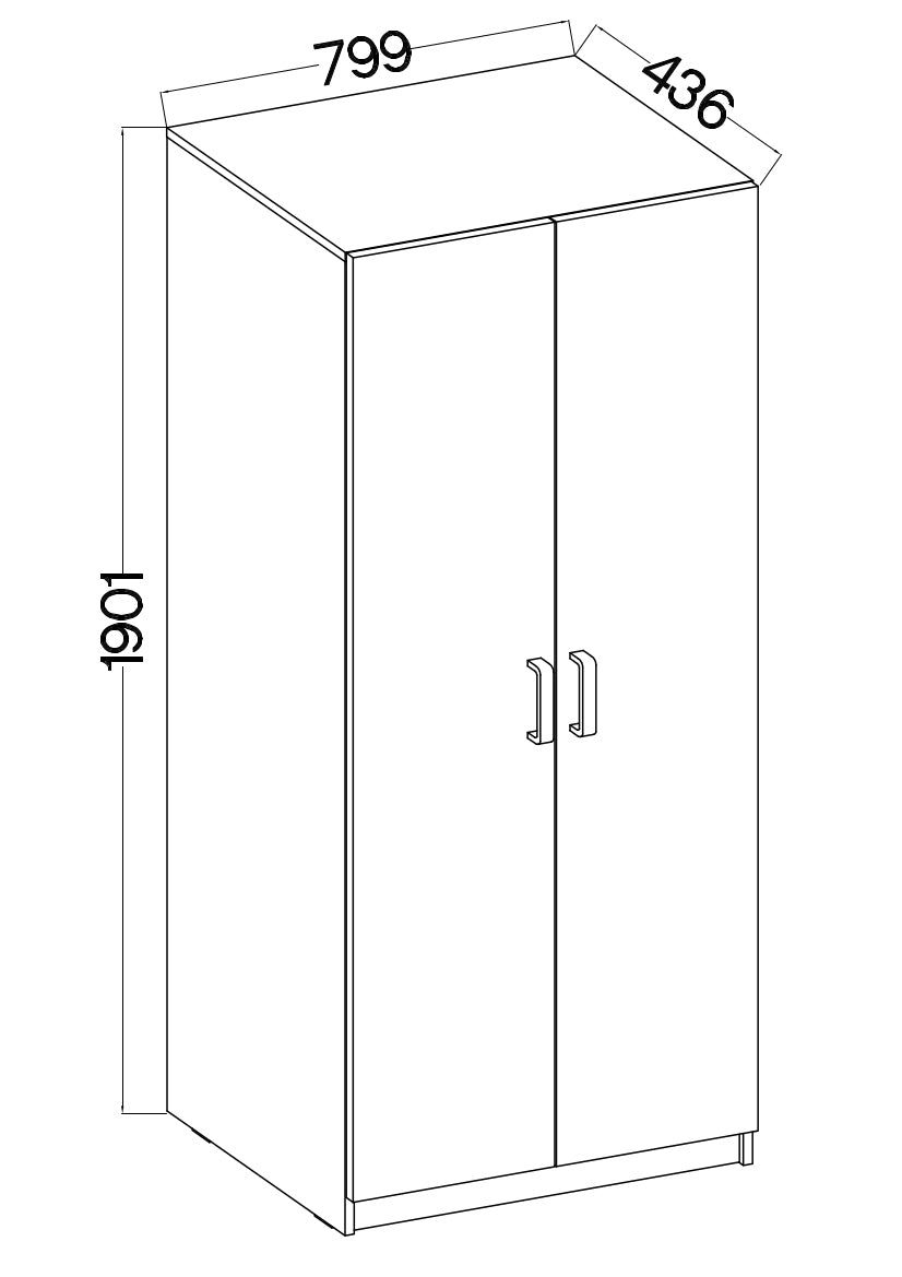 Szafa dwudrzwiowa Stundly z pięcioma półkami 80 cm Szary/Dąb artisan
