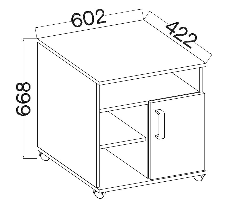 Kontenerek jednodrzwiowy Stundly z trzema wnękami 60 cm Dąb artisan