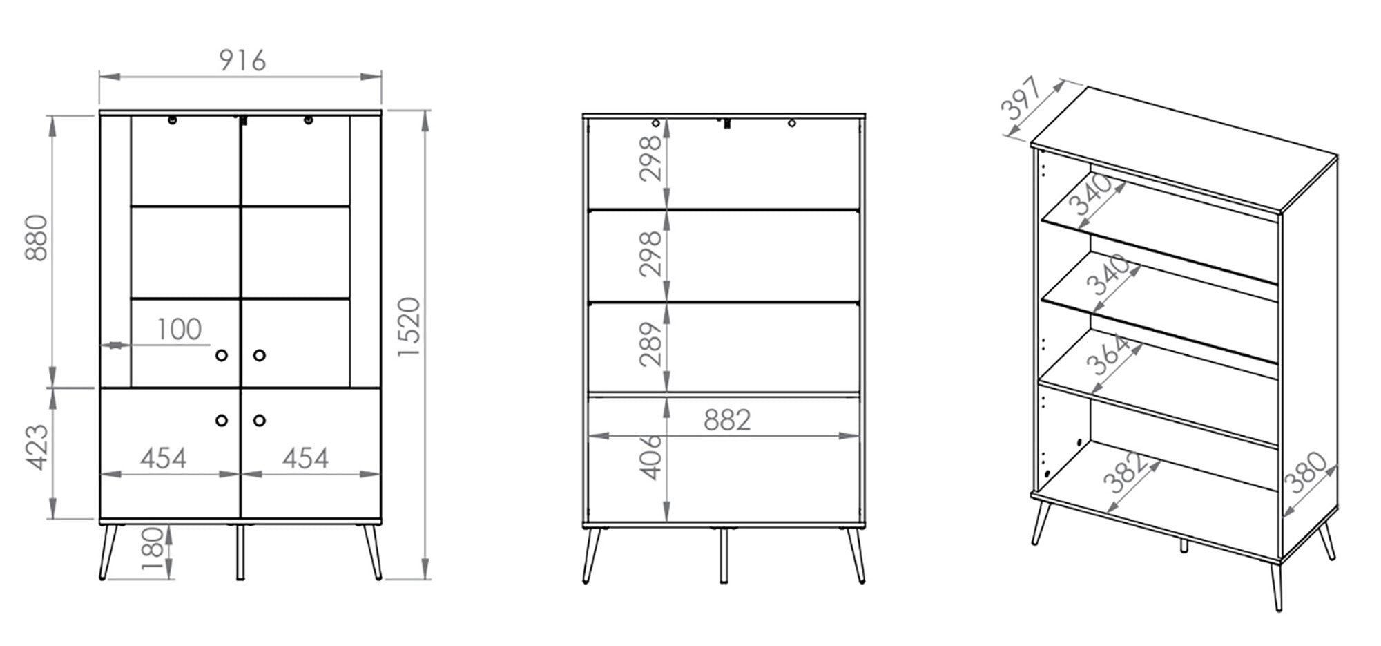 Witryna czterodrzwiowa Maturie z oświetleniem LED 92 cm Zielony