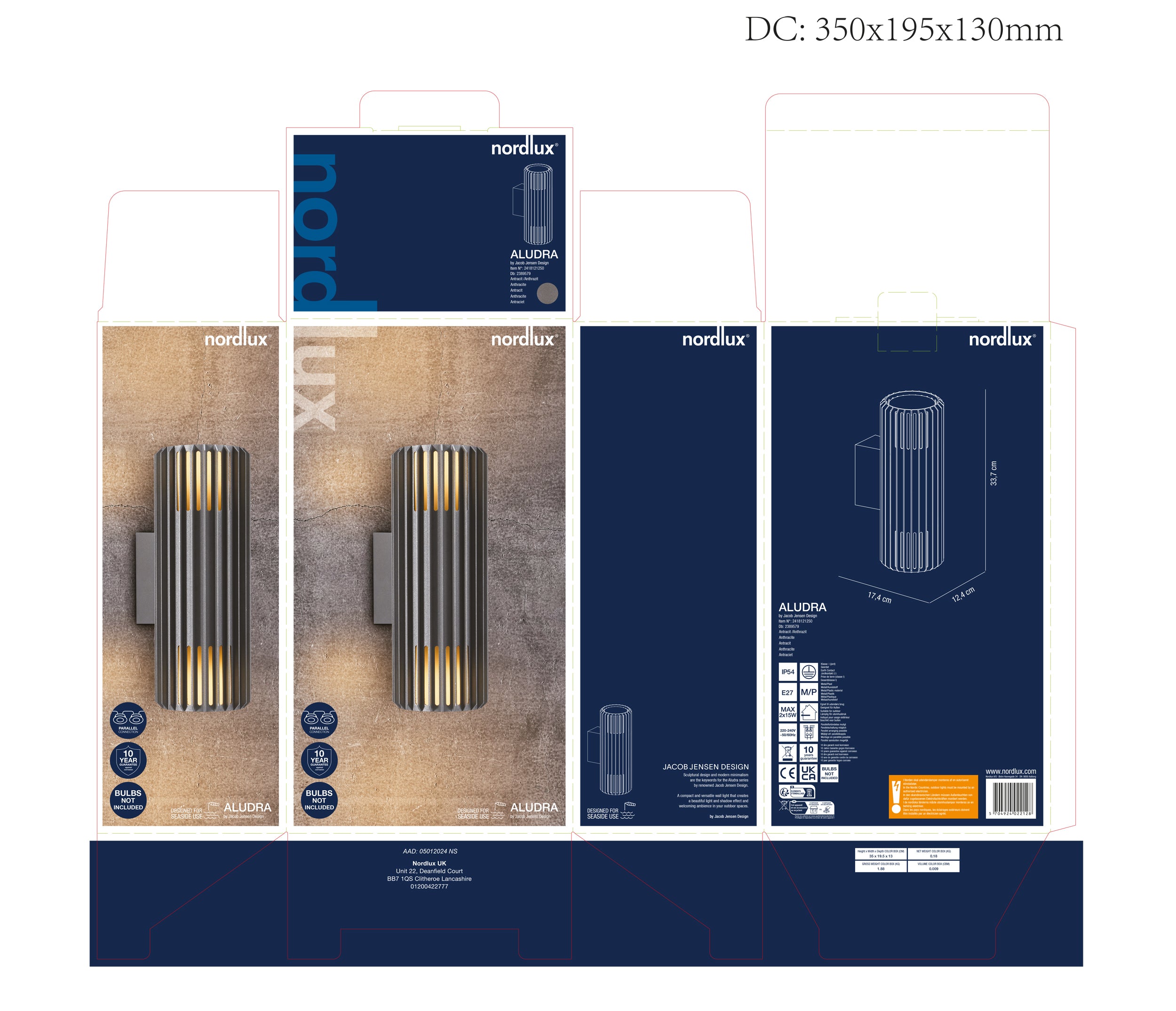 Kinkiet zewnętrzny Aludra x2 antracytowy IP54