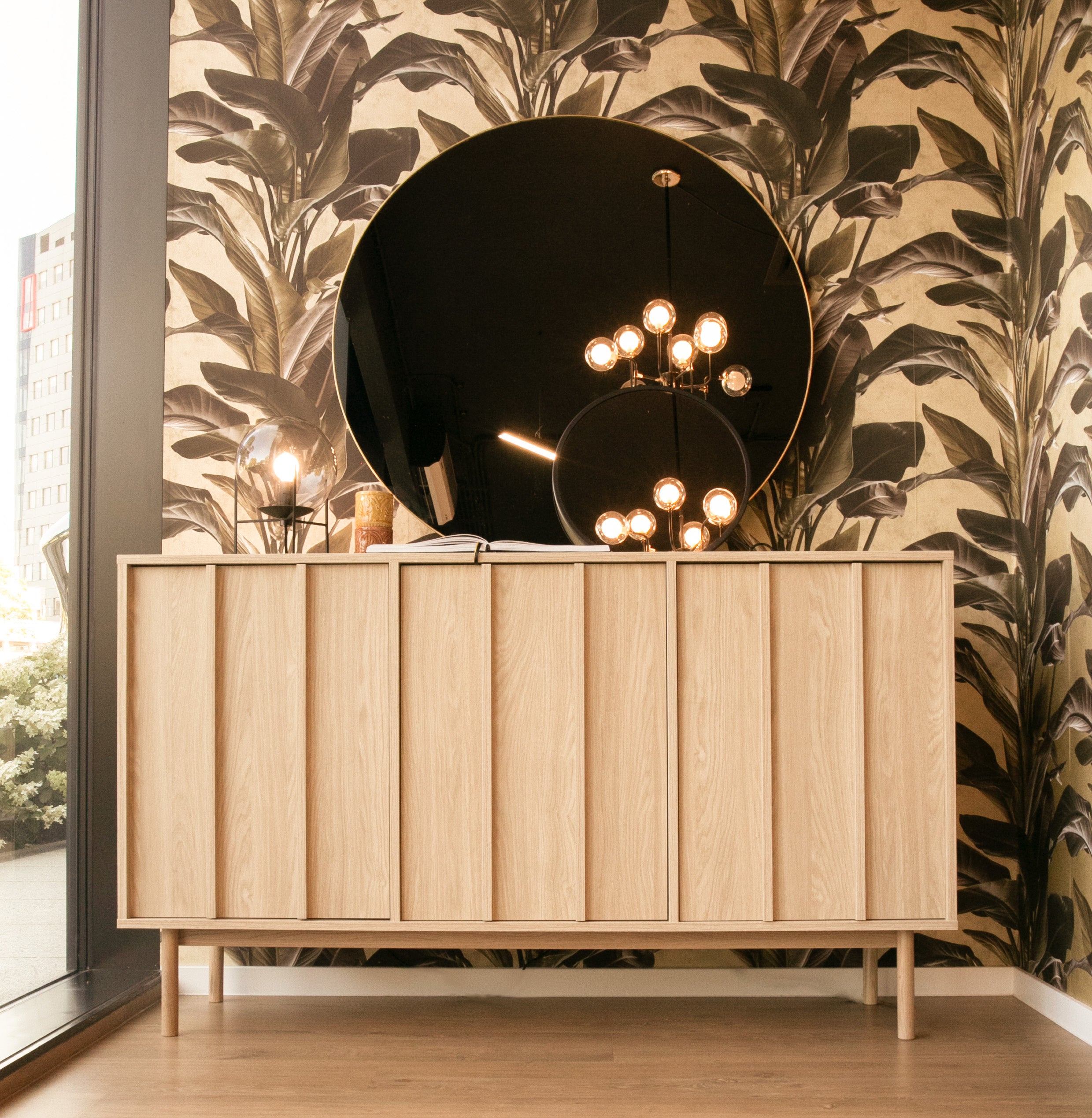 Komoda wysoka Neksto dwudrzwiowa 100 cm Dąb olejowany