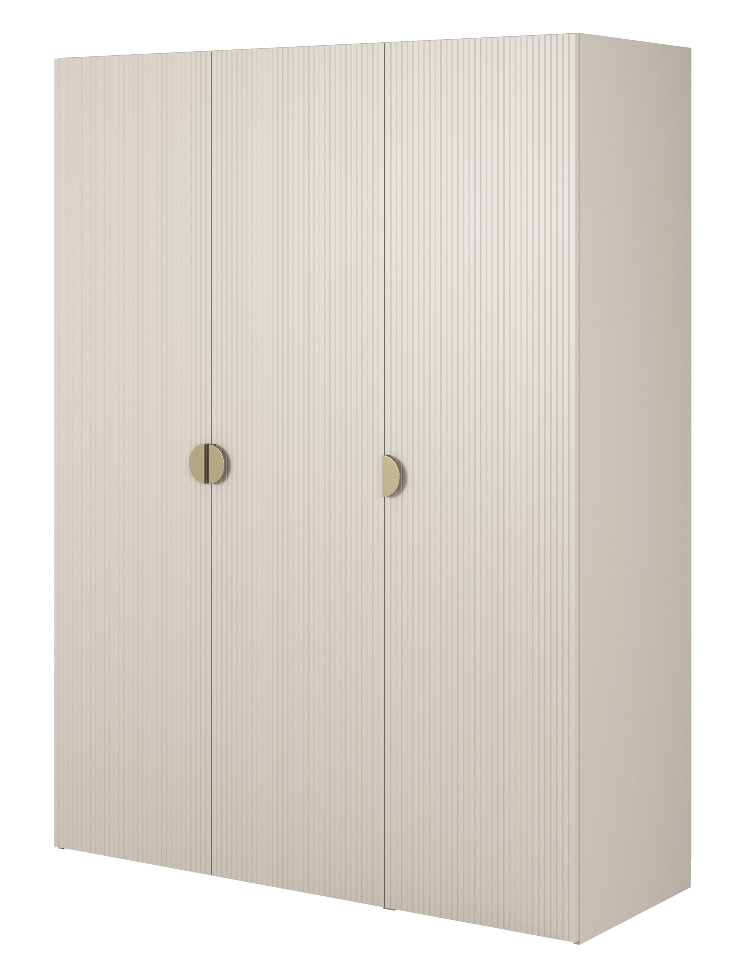 Szafa trzydrzwiowa Moonir z drążkiem, półkami i kontenerkiem 150 cm Szary beż