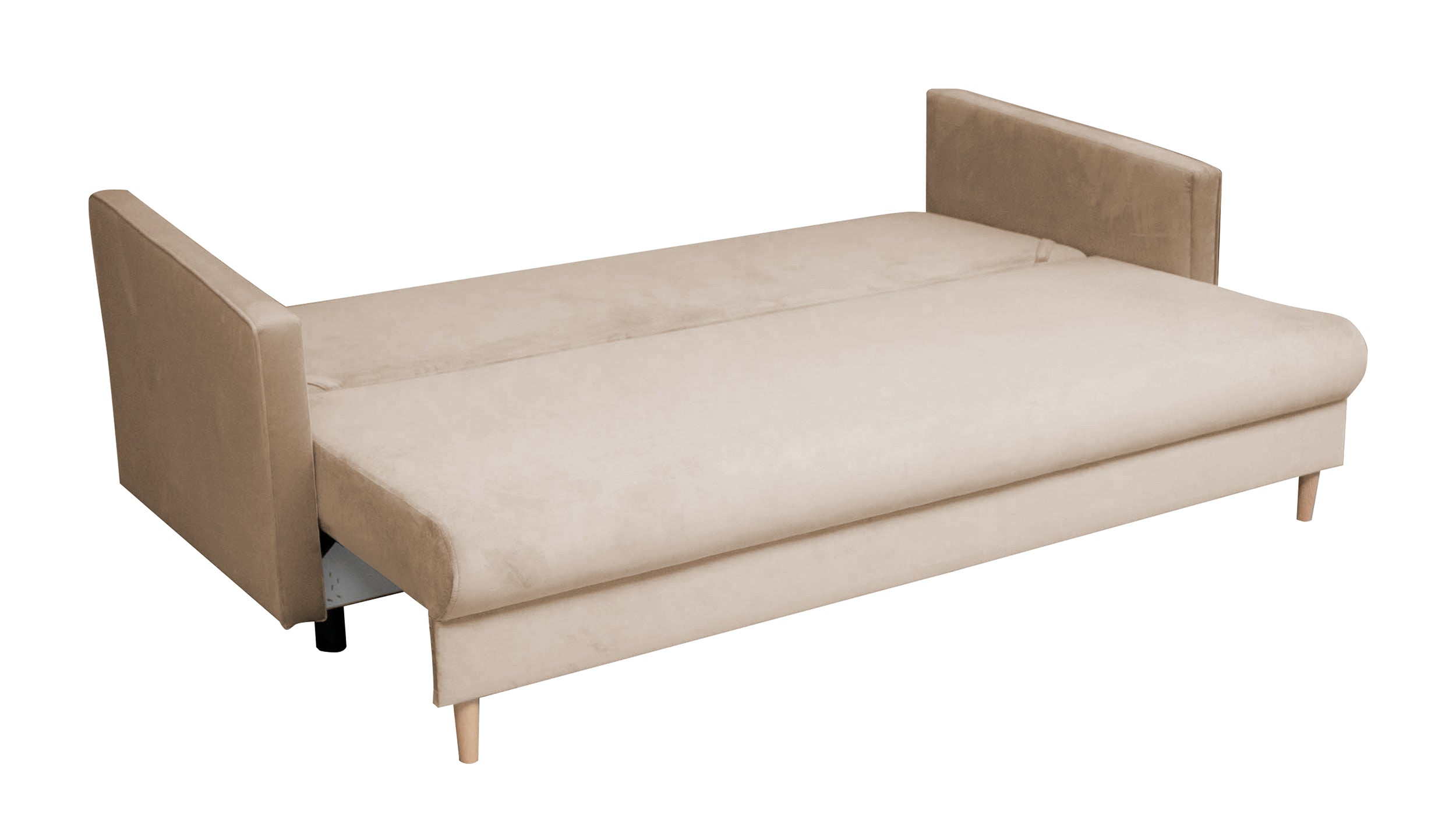 Kanapa rozkładana trzyosobowa Merauke z pojemnikiem  jasnobeżowa velvet