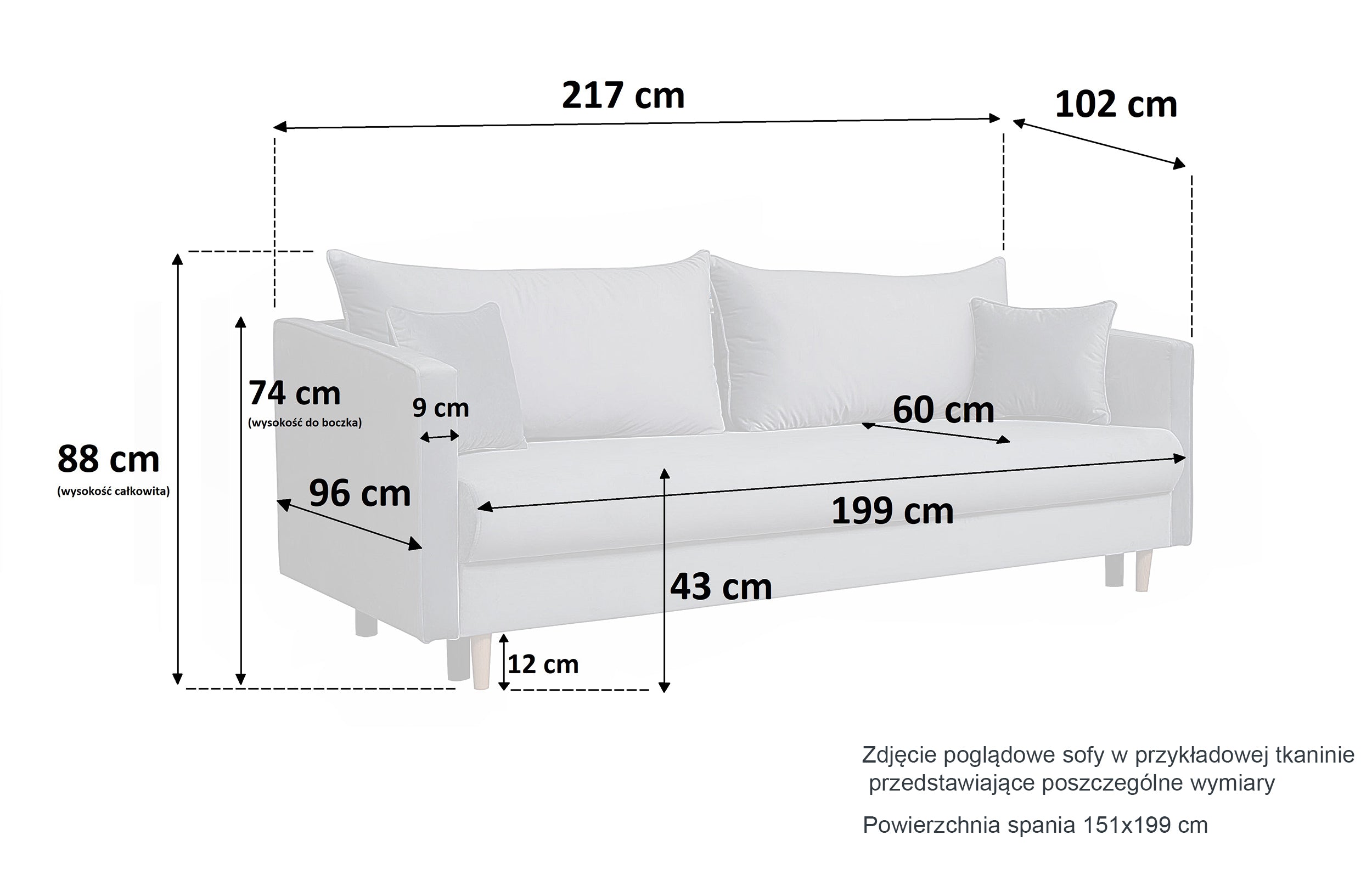 Kanapa rozkładana trzyosobowa Merauke z pojemnikiem  jasnobeżowa velvet
