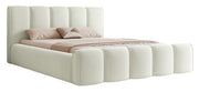 Łóżko tapicerowane 160x200 cm Moenne z pojemnikiem stelaż metalowy kremowe welur hydrofobowy